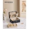 imageSONGMICS Jewelry Box Travel Jewelry Case 2Layer Jewelry Holder Organizer Portable Versatile Earring Storage for Larger Accessories Retro Green UJBC166C04Ink Black