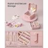 imageSONGMICS Jewelry Box Travel Jewelry Case 2Layer Jewelry Holder Organizer Portable Versatile Earring Storage for Larger Accessories Retro Green UJBC166C04Jelly Pink