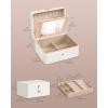 imageSONGMICS Jewelry Box Travel Jewelry Case 2Layer Jewelry Holder Organizer Portable Versatile Earring Storage for Larger Accessories Retro Green UJBC166C04Cloud White
