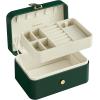 imageSONGMICS Jewelry Box Travel Jewelry Case 2Layer Jewelry Holder Organizer Portable Versatile Earring Storage for Larger Accessories Retro Green UJBC166C04Forest Green