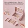 imageSONGMICS Jewelry Box Travel Jewelry Case 2Layer Jewelry Holder Organizer Portable Versatile Earring Storage for Larger Accessories Retro Green UJBC166C04Jelly Pink