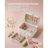 imageSONGMICS Jewelry Box Travel Jewelry Case 2Layer Jewelry Holder Organizer Portable Versatile Earring Storage for Larger Accessories Retro Green UJBC166C04Cloud White