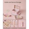 imageSONGMICS Jewelry Box Travel Jewelry Case 2Layer Jewelry Holder Organizer Portable Versatile Earring Storage for Larger Accessories Retro Green UJBC166C04Jelly Pink