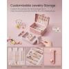 imageSONGMICS Jewelry Box Travel Jewelry Case 2Layer Jewelry Holder Organizer Portable Versatile Earring Storage for Larger Accessories Retro Green UJBC166C04Jelly Pink