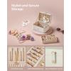 imageSONGMICS Jewelry Box Travel Jewelry Case 2Layer Jewelry Holder Organizer Portable Versatile Earring Storage for Larger Accessories Retro Green UJBC166C04Cloud White