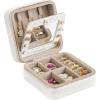 imageSONGMICS Jewelry Box Travel Jewelry Case 2Layer Jewelry Holder Organizer Portable Versatile Earring Storage for Larger Accessories Retro Green UJBC166C04Cloud White