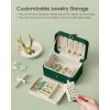 imageSONGMICS Jewelry Box Travel Jewelry Case 2Layer Jewelry Holder Organizer Portable Versatile Earring Storage for Larger Accessories Retro Green UJBC166C04Retro Green