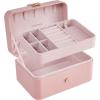 imageSONGMICS Jewelry Box Travel Jewelry Case 2Layer Jewelry Holder Organizer Portable Versatile Earring Storage for Larger Accessories Retro Green UJBC166C04Jelly Pink