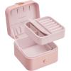 imageSONGMICS Jewelry Box Travel Jewelry Case 2Layer Jewelry Holder Organizer Portable Versatile Earring Storage for Larger Accessories Retro Green UJBC166C04Jelly Pink