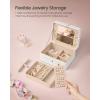 imageSONGMICS Jewelry Box Travel Jewelry Case 2Layer Jewelry Holder Organizer Portable Versatile Earring Storage for Larger Accessories Retro Green UJBC166C04Cloud White