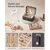 imageSONGMICS Jewelry Box Travel Jewelry Case 2Layer Jewelry Holder Organizer Portable Versatile Earring Storage for Larger Accessories Retro Green UJBC166C04Ink Black