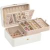 imageSONGMICS Jewelry Box Travel Jewelry Case 2Layer Jewelry Holder Organizer Portable Versatile Earring Storage for Larger Accessories Retro Green UJBC166C04Cloud White