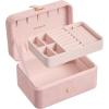 imageSONGMICS Jewelry Box Travel Jewelry Case 2Layer Jewelry Holder Organizer Portable Versatile Earring Storage for Larger Accessories Retro Green UJBC166C04Jelly Pink