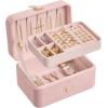 imageSONGMICS Jewelry Box Travel Jewelry Case 2Layer Jewelry Holder Organizer Portable Versatile Earring Storage for Larger Accessories Retro Green UJBC166C04Jelly Pink