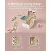 imageSONGMICS Jewelry Box Travel Jewelry Case 2Layer Jewelry Holder Organizer Portable Versatile Earring Storage for Larger Accessories Retro Green UJBC166C04Cloud White
