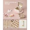 imageSONGMICS Jewelry Box Travel Jewelry Case 2Layer Jewelry Holder Organizer Portable Versatile Earring Storage for Larger Accessories Retro Green UJBC166C04Cloud White