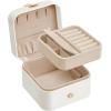 imageSONGMICS Jewelry Box Travel Jewelry Case 2Layer Jewelry Holder Organizer Portable Versatile Earring Storage for Larger Accessories Retro Green UJBC166C04Cloud White