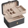 imageSONGMICS Jewelry Box Travel Jewelry Case 2Layer Jewelry Holder Organizer Portable Versatile Earring Storage for Larger Accessories Retro Green UJBC166C04Slate Gray
