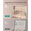 imageSONGMICS Jewelry Box Travel Jewelry Case 2Layer Jewelry Holder Organizer Portable Versatile Earring Storage for Larger Accessories Retro Green UJBC166C04Cloud White