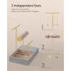 imageSONGMICS Jewelry Holder Jewelry Organizer Jewelry Display Stand Metal Earring Organizer with Mirror with Necklace Earring Bracelet Holder for Rings Gift Idea White and Gold UJJS022W01V1Dove Gray  Gold