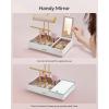 imageSONGMICS Jewelry Holder Jewelry Organizer Jewelry Display Stand Metal Earring Organizer with Mirror with Necklace Earring Bracelet Holder for Rings Gift Idea White and Gold UJJS022W01V1White  Gold