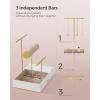 imageSONGMICS Jewelry Holder Jewelry Organizer Jewelry Display Stand Metal Earring Organizer with Mirror with Necklace Earring Bracelet Holder for Rings Gift Idea White and Gold UJJS022W01V1White  Gold