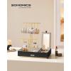 imageSONGMICS Jewelry Holder Jewelry Organizer Jewelry Display Stand Metal Earring Organizer with Mirror with Necklace Earring Bracelet Holder for Rings Gift Idea White and Gold UJJS022W01V1Black  Gold