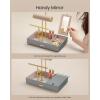 imageSONGMICS Jewelry Holder Jewelry Organizer Jewelry Display Stand Metal Earring Organizer with Mirror with Necklace Earring Bracelet Holder for Rings Gift Idea White and Gold UJJS022W01V1Dove Gray  Gold