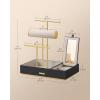 imageSONGMICS Jewelry Holder Jewelry Organizer Jewelry Display Stand Metal Earring Organizer with Mirror with Necklace Earring Bracelet Holder for Rings Gift Idea White and Gold UJJS022W01V1Black  Gold