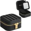 imageSONGMICS HOME Travel Jewelry Case Small Jewelry Box Organizer with Mirror 41 x 41 x 24 Inches PU Surface with Stitching Portable Ink Black ANAH Collection UJBC179B01Ink Black