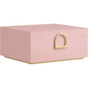 imageSONGMICS 2Layer Jewelry Box Jewelry Organizer with Handle Removable Jewelry Tray Jewelry Storage Floating Effect 81 x 94 x 43 Inches Gift for Mom Gift Idea Jelly Pink UJBC165R01Jelly Pink