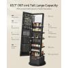 imageSONGMICS 360 Swivel Mirrored Jewelry Cabinet with Lights FullLength Mirror with Jewelry Storage Standing Jewelry Armoire Organizer with Large Storage Basket Makeup Shelf Cloud White UJJC018W01Ink Black