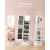 imageSONGMICS 360 Swivel Mirrored Jewelry Cabinet with Lights FullLength Mirror with Jewelry Storage Standing Jewelry Armoire Organizer with Large Storage Basket Makeup Shelf Cloud White UJJC018W01Cloud White