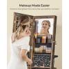 imageSONGMICS 360 Swivel Mirrored Jewelry Cabinet with Lights FullLength Mirror with Jewelry Storage Standing Jewelry Armoire Organizer with Large Storage Basket Makeup Shelf Cloud White UJJC018W01Rustic Brown