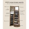 imageSONGMICS 6 LEDs Lockable Mirror Jewelry Cabinet 360 Swivel Jewelry Organizer Armoire Standing Frameless FullLength Mirror 3 Storage Shelves Gift for Mom Rustic Brown Surface Black LiningRustic Brown  Black