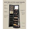 imageSONGMICS 6 LEDs Lockable Mirror Jewelry Cabinet 360 Swivel Jewelry Organizer Armoire Standing Frameless FullLength Mirror 3 Storage Shelves Gift for Mom Rustic Brown Surface Black LiningBlack