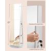 imageSONGMICS 6 LEDs Lockable Mirror Jewelry Cabinet 360 Swivel Jewelry Organizer Armoire Standing Frameless FullLength Mirror 3 Storage Shelves Gift for Mom Rustic Brown Surface Black LiningWhite  Black