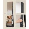imageSONGMICS 6 LEDs Lockable Mirror Jewelry Cabinet 360 Swivel Jewelry Organizer Armoire Standing Frameless FullLength Mirror 3 Storage Shelves Gift for Mom Rustic Brown Surface Black LiningBlack