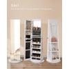 imageSONGMICS 6 LEDs Lockable Mirror Jewelry Cabinet 360 Swivel Jewelry Organizer Armoire Standing Frameless FullLength Mirror 3 Storage Shelves Gift for Mom Rustic Brown Surface Black LiningWhite  Black