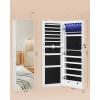 imageSONGMICS Hanging Jewelry Cabinet WallMounted Cabinet with LED Interior Lights DoorMounted Jewelry Organizer FullLength Mirror Gift Idea Gift for Mom White UJJC99WTWhite
