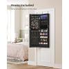 imageSONGMICS Hanging Jewelry Cabinet WallMounted Cabinet with LED Interior Lights DoorMounted Jewelry Organizer FullLength Mirror Gift Idea Gift for Mom White UJJC99WTInk Black