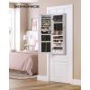 imageSONGMICS Hanging Jewelry Cabinet WallMounted Cabinet with LED Interior Lights DoorMounted Jewelry Organizer FullLength Mirror Gift Idea Gift for Mom White UJJC99WTWhite