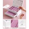 imageSONGMICS Jewelry Box 2Tier Jewelry Organizer with Flower Carvings Drawer Gift for Loved Ones Kids Jewelry Storage Case for Rings Earrings Necklaces Bracelets White UJOW201