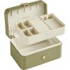 imageSONGMICS Jewelry Box Travel Jewelry Case 2Layer Jewelry Holder Organizer Portable Versatile Earring Storage for Larger Accessories Laurel Green UJBC166C02