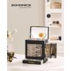 imageSONGMICS Jewelry Box with Glass Window 5Layer Jewelry Organizer with 3 Side Drawers Jewelry Storage with Big Mirror Modern 61 x 103 x 126 Inches Cloud White and Metallic Gold UJBC162W01Ink Black  Metallic Gold