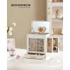 imageSONGMICS Jewelry Box with Glass Window 5Layer Jewelry Organizer with 3 Side Drawers Jewelry Storage with Big Mirror Modern 61 x 103 x 126 Inches Cloud White and Metallic Gold UJBC162W01Cloud White  Metallic Gold