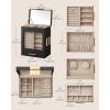 imageSONGMICS Jewelry Box with Glass Window 5Layer Jewelry Organizer with 3 Side Drawers Jewelry Storage with Big Mirror Modern 61 x 103 x 126 Inches Cloud White and Metallic Gold UJBC162W01Ink Black  Metallic Gold