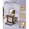 imageSONGMICS Jewelry Box with Glass Window 5Layer Jewelry Organizer with 3 Side Drawers Jewelry Storage with Big Mirror Modern 61 x 103 x 126 Inches Cloud White and Metallic Gold UJBC162W01Slate Gray  Metallic Gold