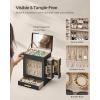 imageSONGMICS Jewelry Box with Glass Window 5Layer Jewelry Organizer with 3 Side Drawers Jewelry Storage with Big Mirror Modern 61 x 103 x 126 Inches Cloud White and Metallic Gold UJBC162W01Ink Black  Metallic Gold