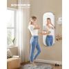 imageSONGMICS Jewelry Organizer LED Jewelry Cabinet WallDoor Mounted Lockable Rounded Wide Mirror with Storage Interior Mirror 39 x 165 x 425 Inches White Surface with Greige LiningWhite  Greige
